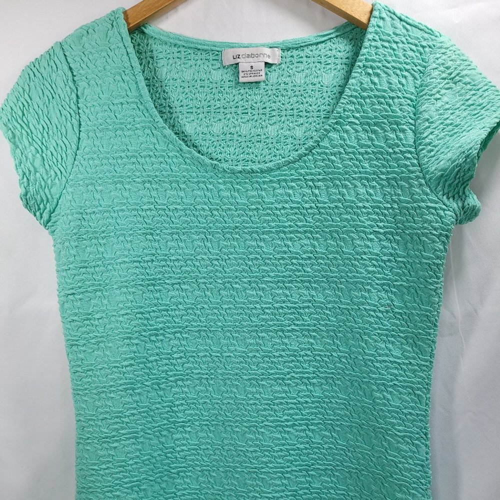 Liz Claiborne Women's Small Green Scrunch Top